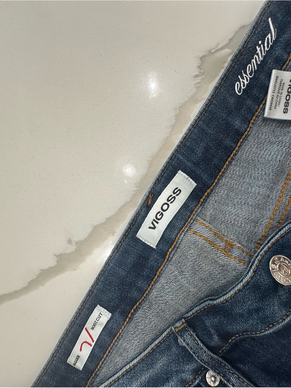 Vigoss Indigo Bootcut Jeans with Orange Stitching